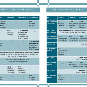 Gottesdienstplan Pfarrei Am Albuch